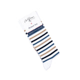 Armor-lux x Maison Broussaud multi-striped men's socks - white and blue cotton
