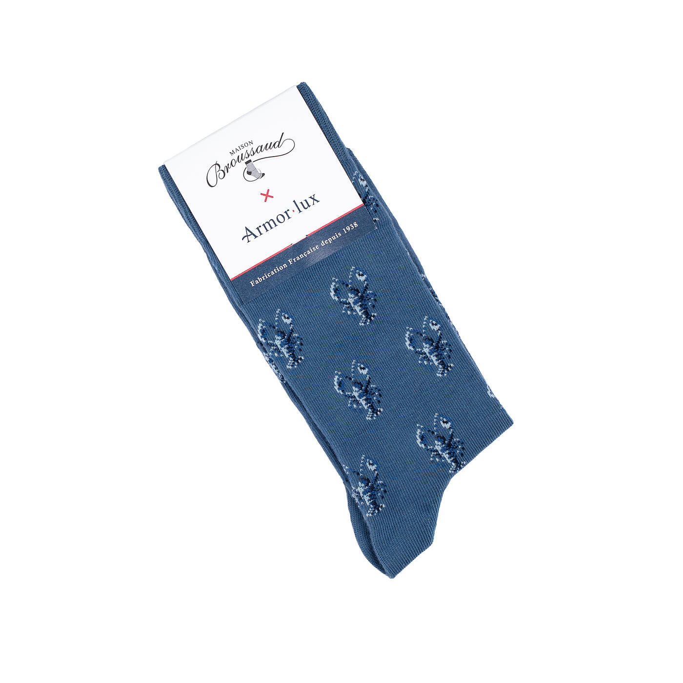 Les homards Armor-lux x Maison Broussaud - chaussettes homme - coton bleu