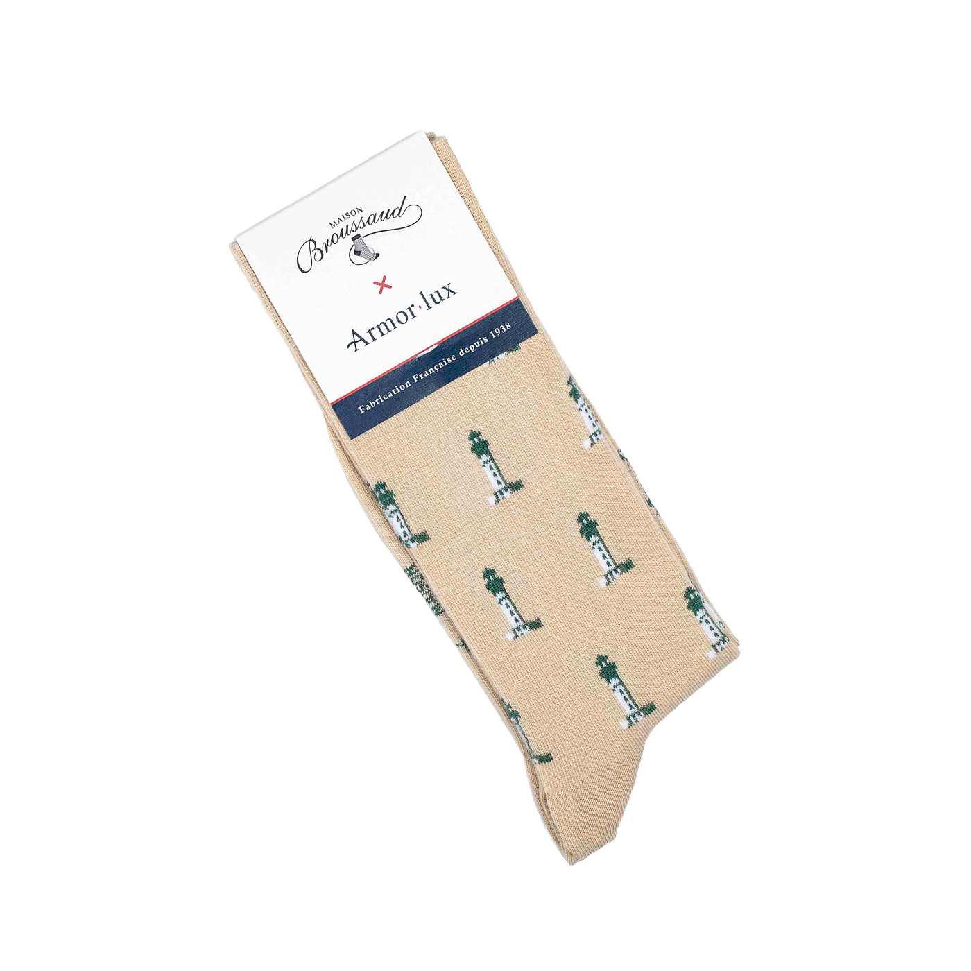Les phares Armor-lux x Maison Broussaud - chaussettes homme - coton beige