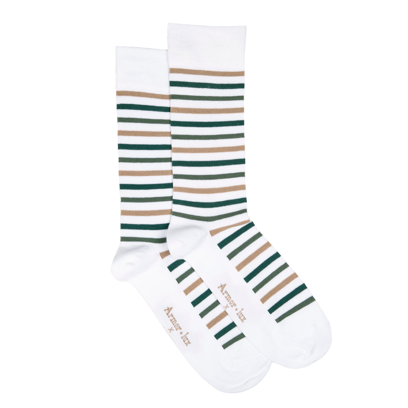 Les rayures-multico Armor-lux x Maison Broussaud - chaussettes homme - coton blanc vert
