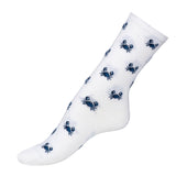 Les crabes Armor-lux x Maison Broussaud - chaussettes femme - coton blanc bleu