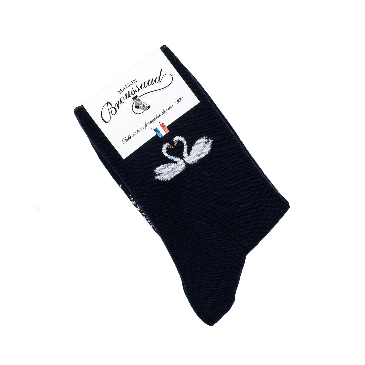 Valentine’s Swans – Women’s Socks – Navy Cotton