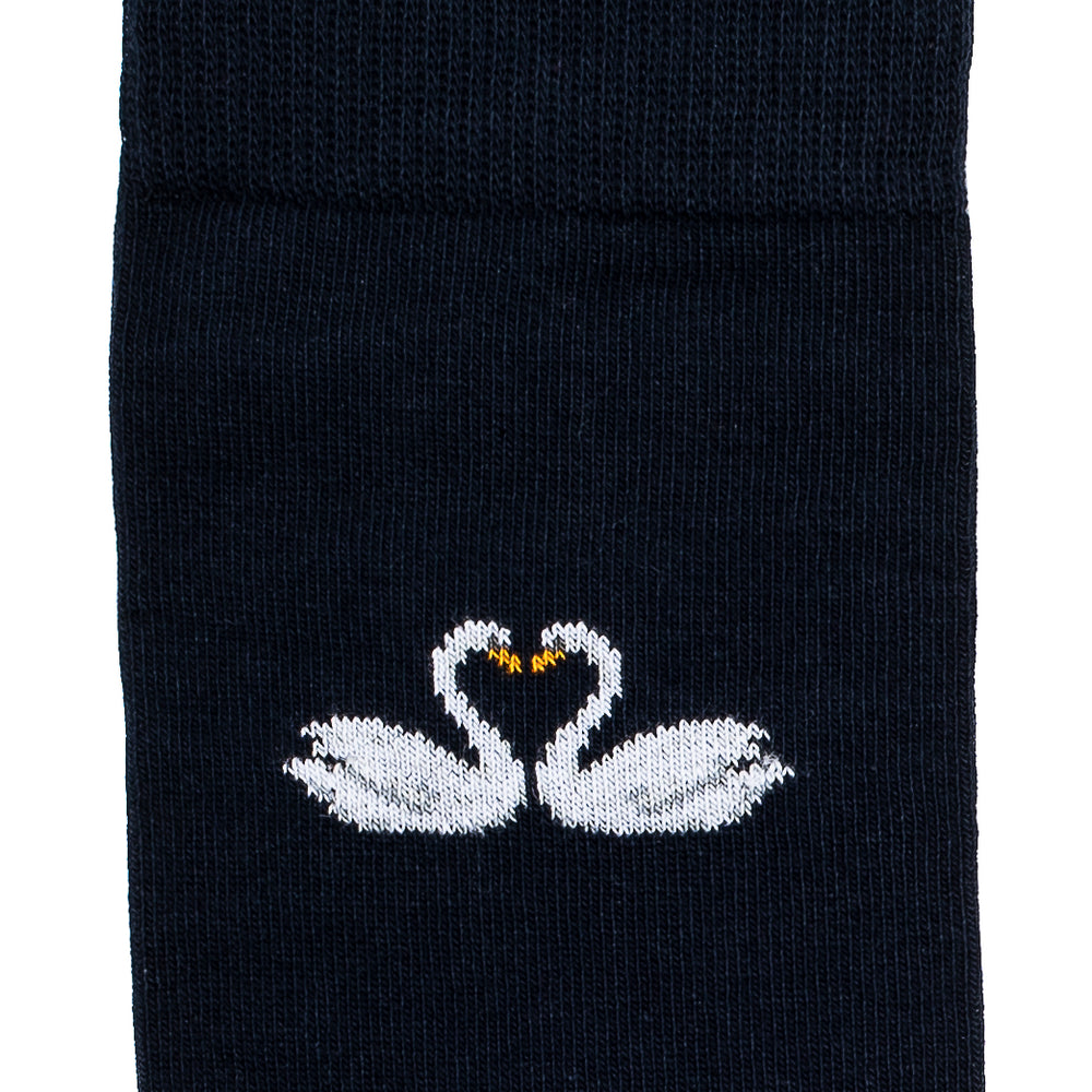 Valentine’s Swans – Men’s Socks – Navy Cotton