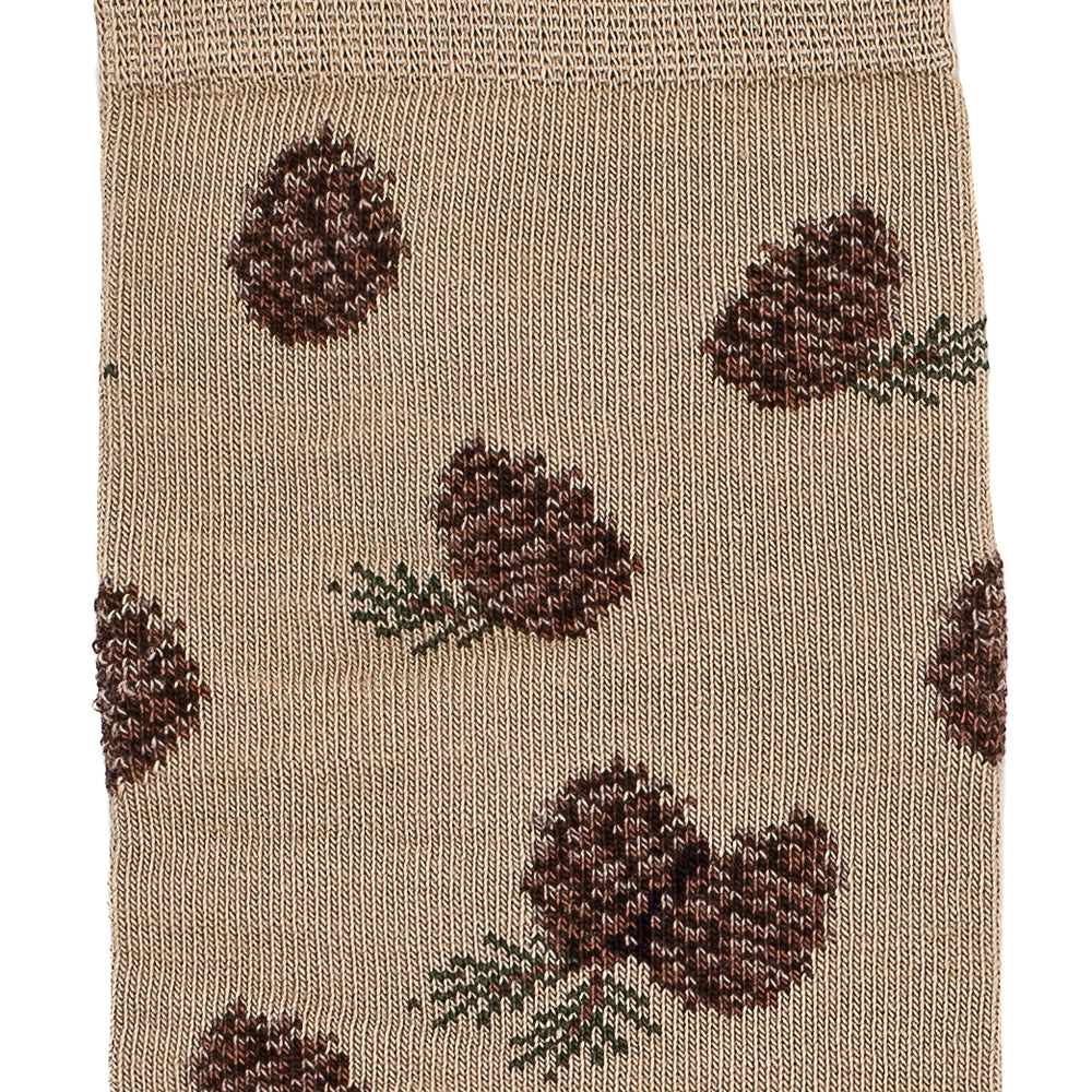 Pinecones – Men’s Socks – Beige Cotton