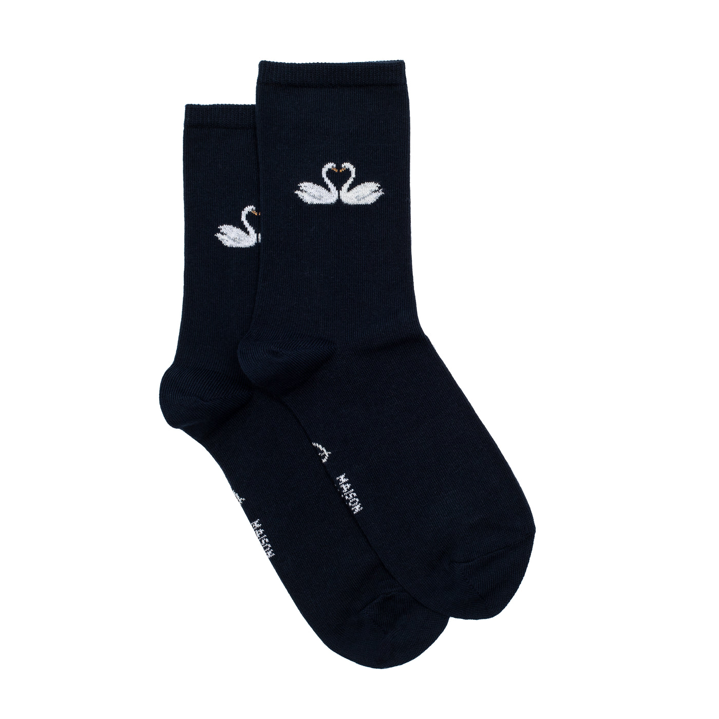 Valentine’s Swans – Women’s Socks – Navy Cotton