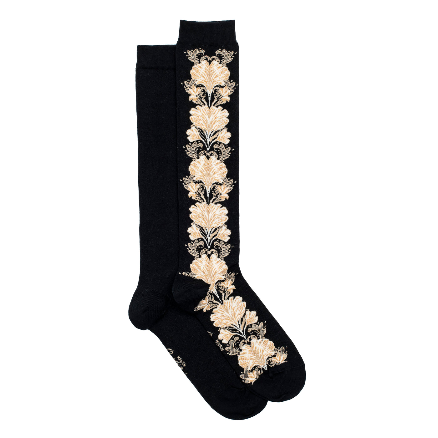 The Flowers – Women’s Socks – Black Cotton