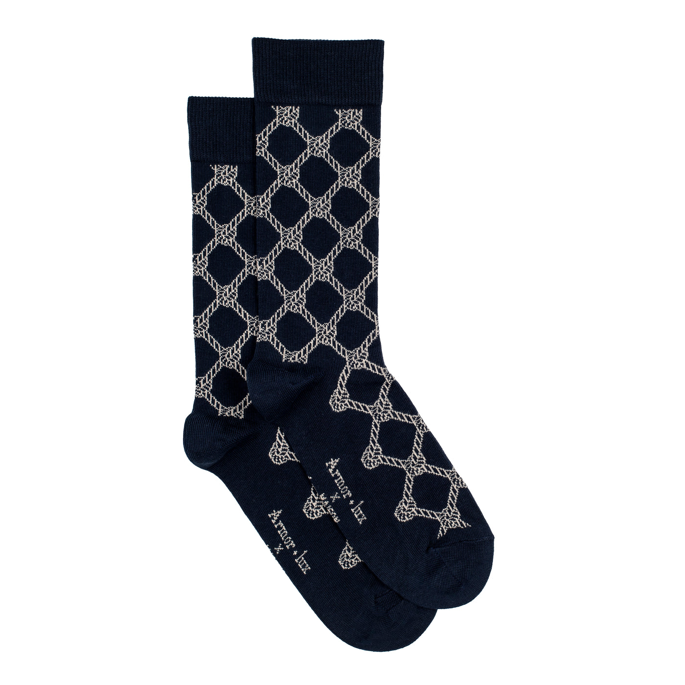 Ropes - men's socks - navy cotton