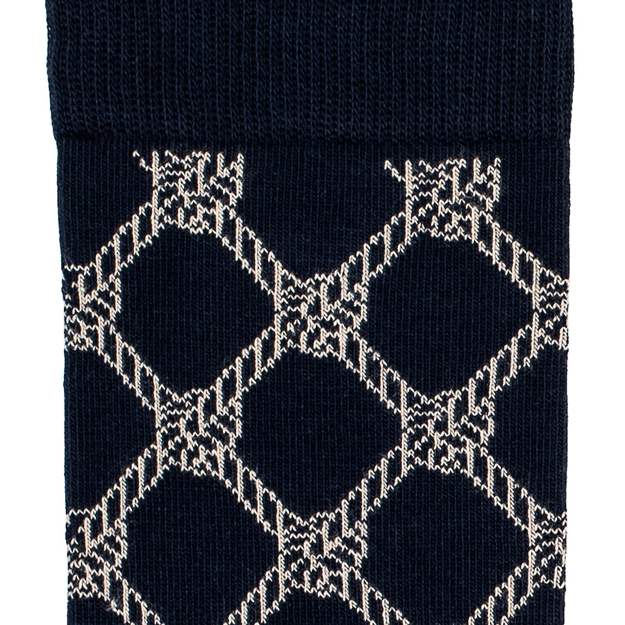 Ropes - men's socks - navy cotton