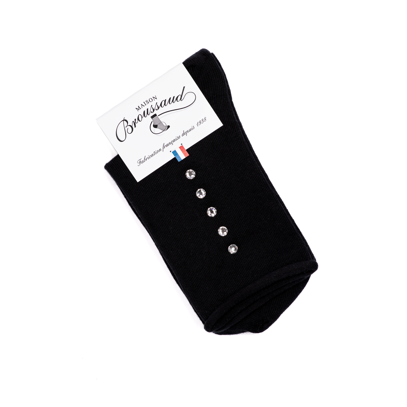 Les strass - chaussettes femme - coton noir