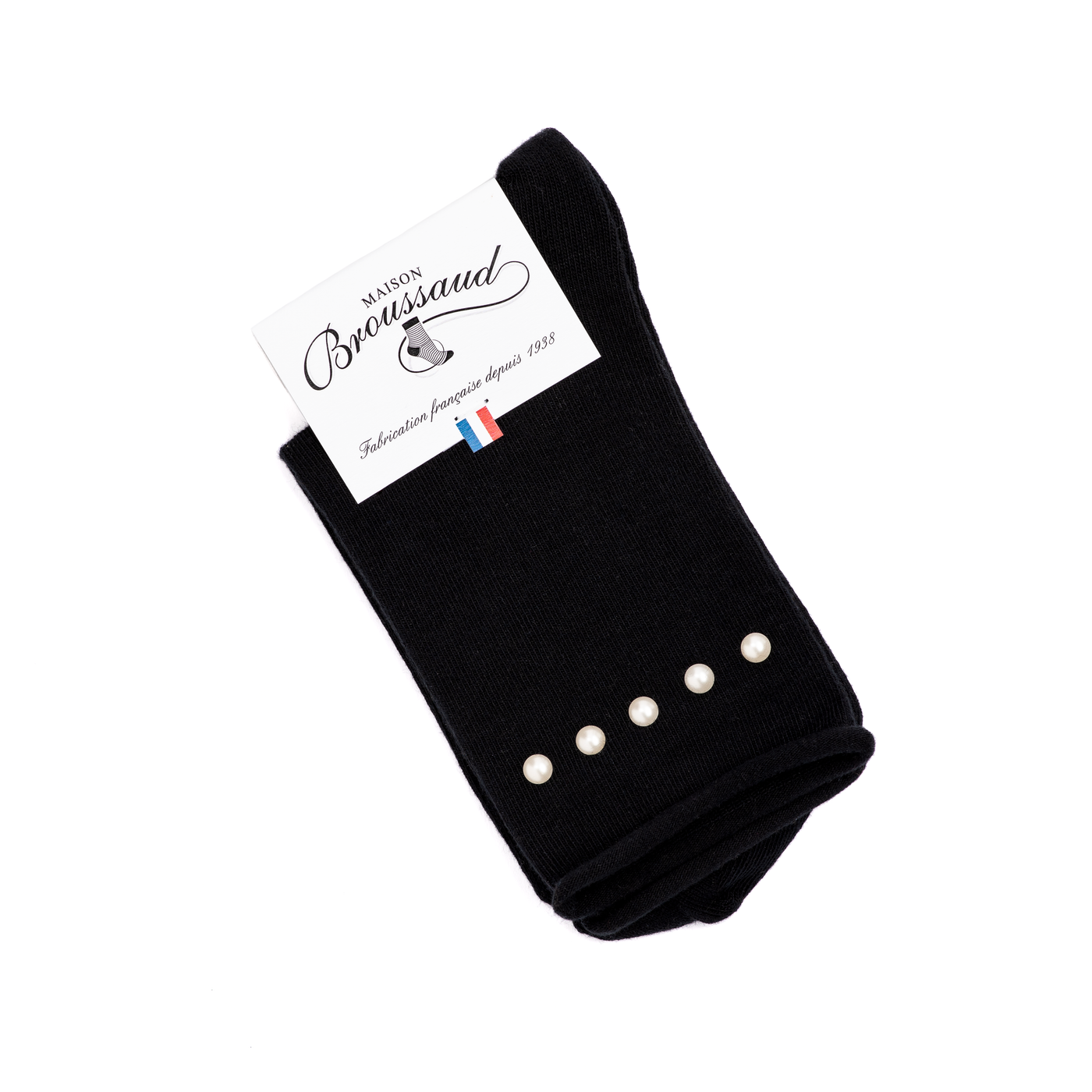 Les perles - chaussettes femme - coton noir