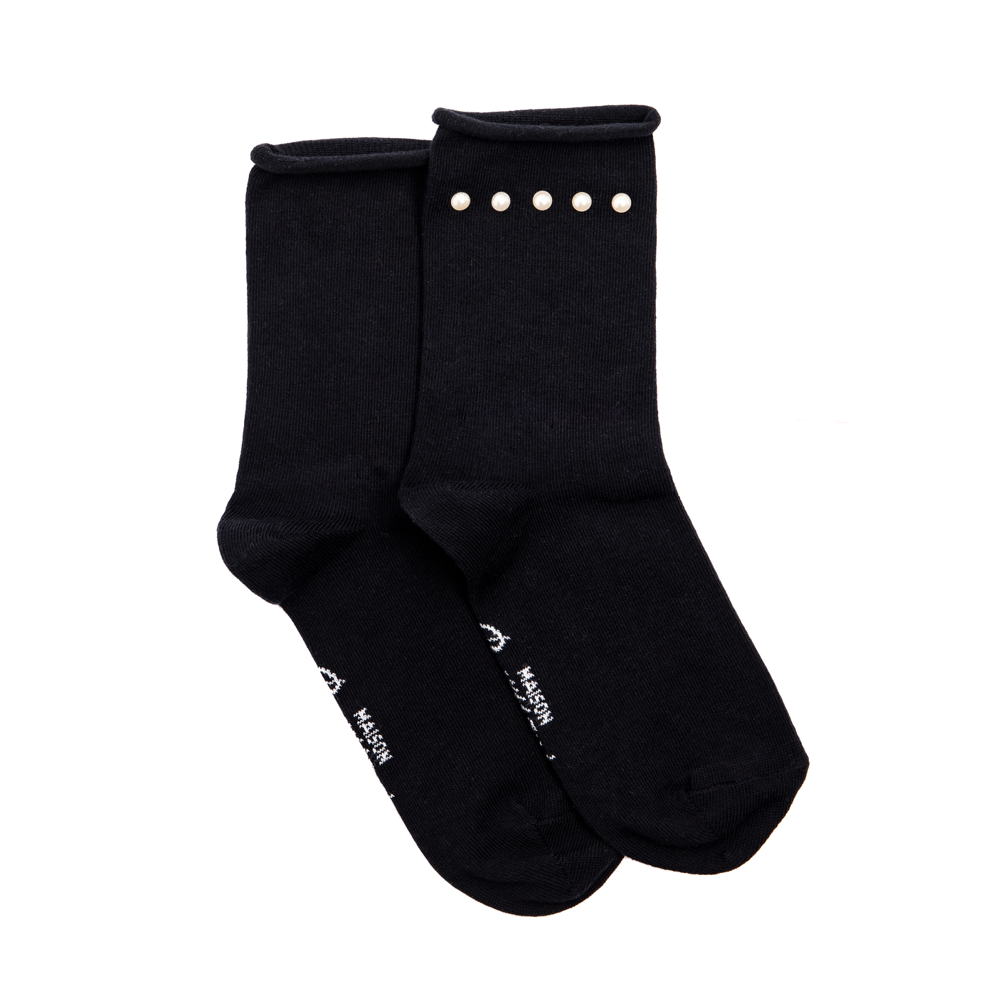 Les perles - chaussettes femme - coton noir