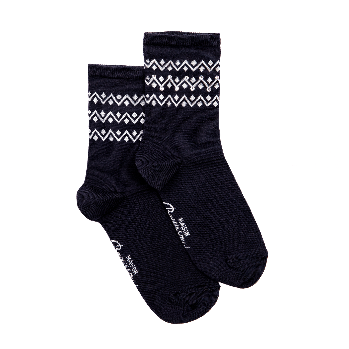 Les losanges - chaussettes femme - laine marine