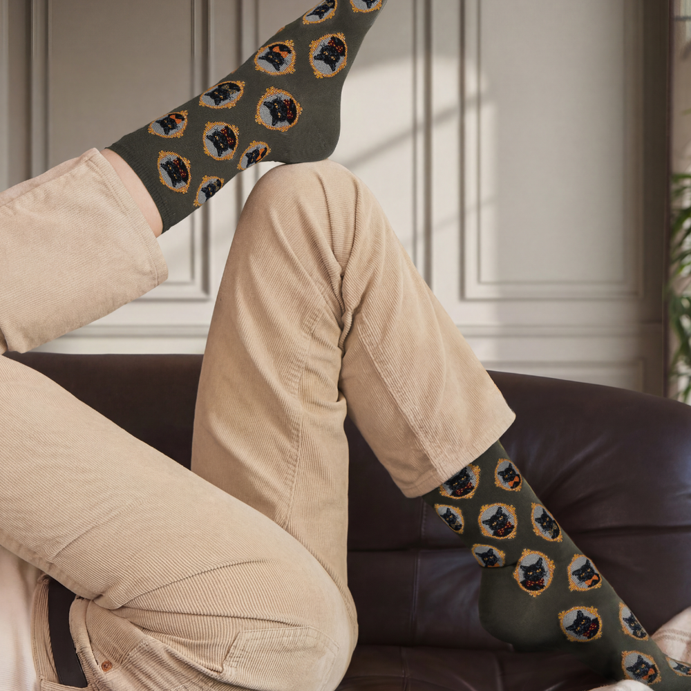 The Cats – Women’s Socks – Khaki Cotton