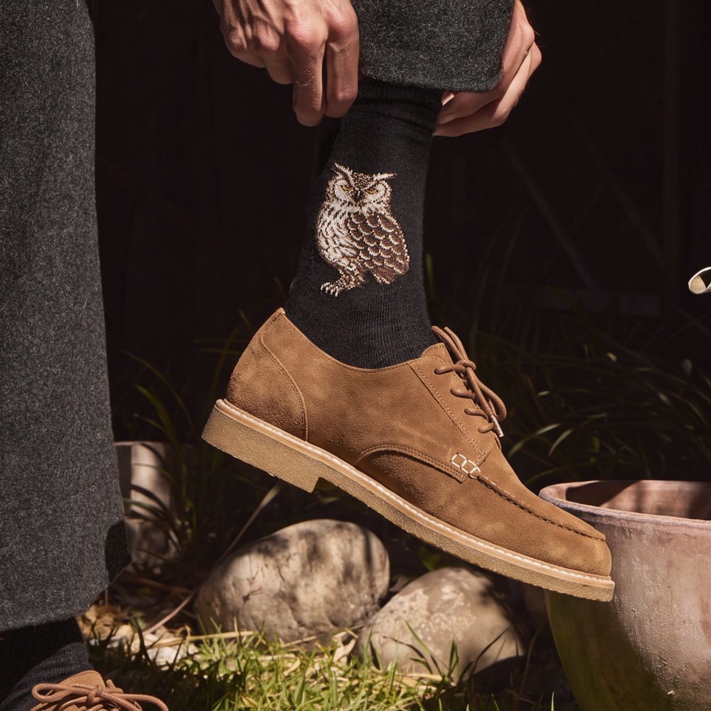 The Owl – Men’s Socks – Black Cotton