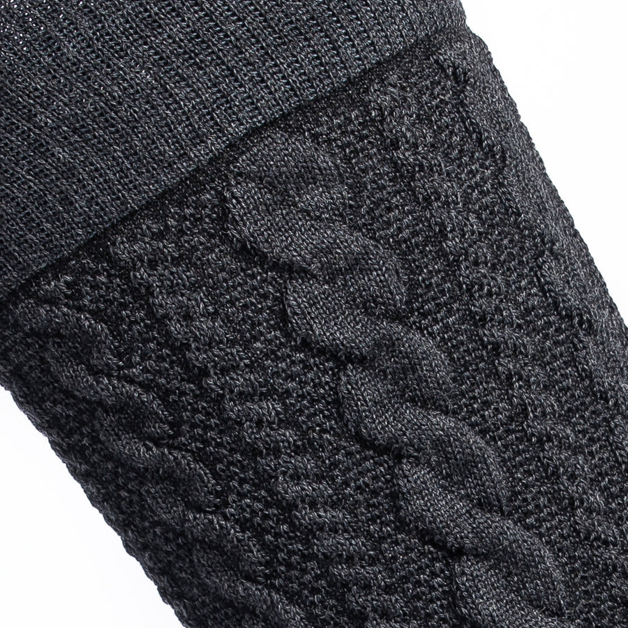 Anthracite cable-knit wool socks